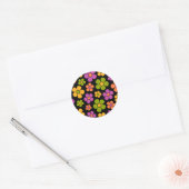 Reto 1960er Style Mid Mod Floral Pattern Runder Aufkleber (Umschlag)
