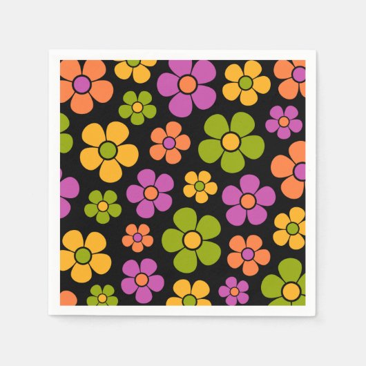Reto 1960er Style Mid Mod Floral Pattern Serviette (Vorderseite)