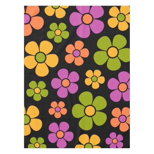 Reto 1960er Style Mid Mod Floral Pattern Tischdecke (Vorderseite)
