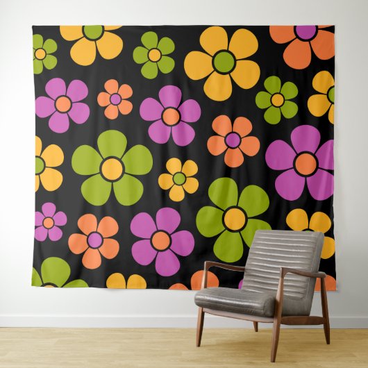 Reto 1960er Style Mid Mod Floral Pattern Wandteppich (Beispiel (Horizontal))
