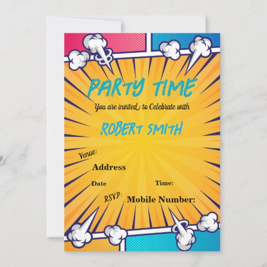 Reto Pop Personalisierte Einladung (Vorderseite)