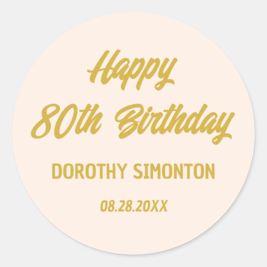 Reto Script 80. Geburtstag Umschlag Aufkleber (Vorderseite)