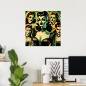 Retr Gothic Hexenmädchen Poster (Heimbüro)