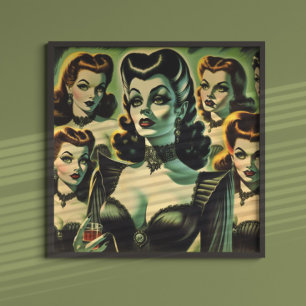 Retr Gothic Hexenmädchen Poster