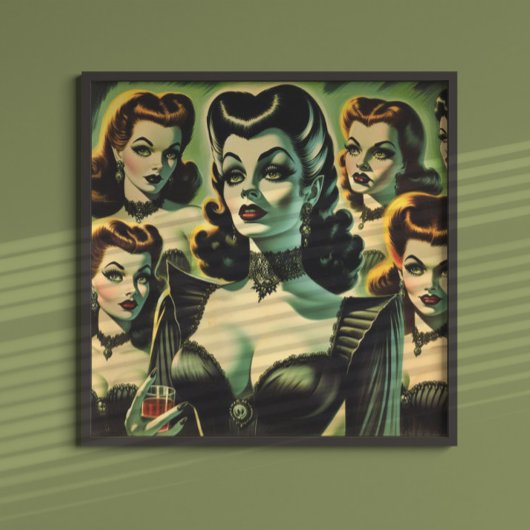 Retr Gothic Hexenmädchen Poster