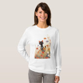 Retreat der Black Cat Blume T-Shirt (Vorne ganz)