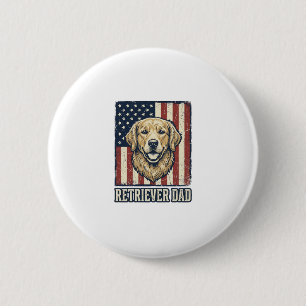 Retriever Dad Vintage Hund Flagge Shirt Design_1 Button