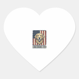Retriever Dad Vintage Hund Flagge Shirt Design_1 Herz-Aufkleber