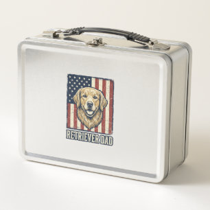 Retriever Dad Vintage Hund Flagge Shirt Design_1 Metall Brotdose