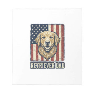 Retriever Dad Vintage Hund Flagge Shirt Design_1 Notizblock
