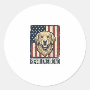 Retriever Dad Vintage Hund Flagge Shirt Design_1 Runder Aufkleber