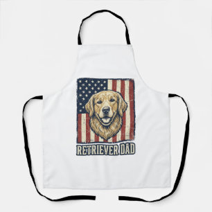 Retriever Dad Vintage Hund Flagge Shirt Design_1 Schürze