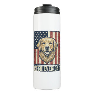 Retriever Dad Vintage Hund Flagge Shirt Design_1 Thermosbecher