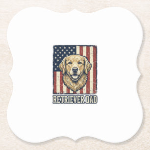 Retriever Dad Vintage Hund Flagge Shirt Design_1 Untersetzer