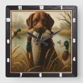 Retriever Duck Pond Jagd Quadratische Wanduhr (Vorderseite)