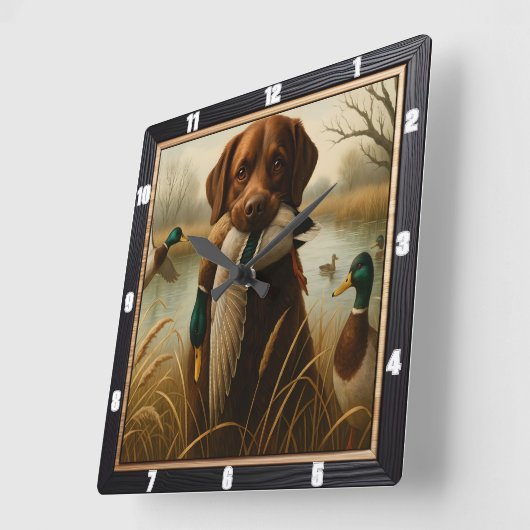 Retriever Duck Pond Jagd Quadratische Wanduhr (Winkel)