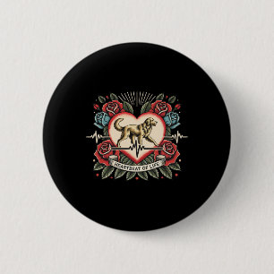 Retriever Heartbeat Tattoo Retro Rose Dog Lover L Button