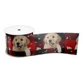 Retriever in Snow on Buffalo Kariert Satin Ribbon Satinband (Spule)