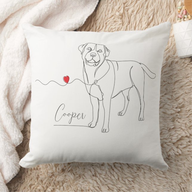 Retriever Pet Line Art with Name Kissen (Decke)