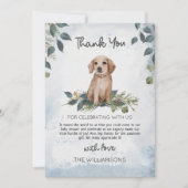 Retriever Puppy Watercolor Dog Babydusche Dankeskarte (Vorderseite)