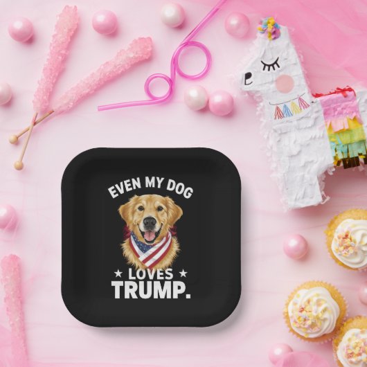 Retriever sogar My Hund Lieben Trump USA Flag Pappteller (Party)