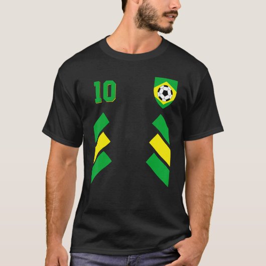 Retro10 Brasilianischer Fußball Brasilien Fußball  T-Shirt (Vorderseite)