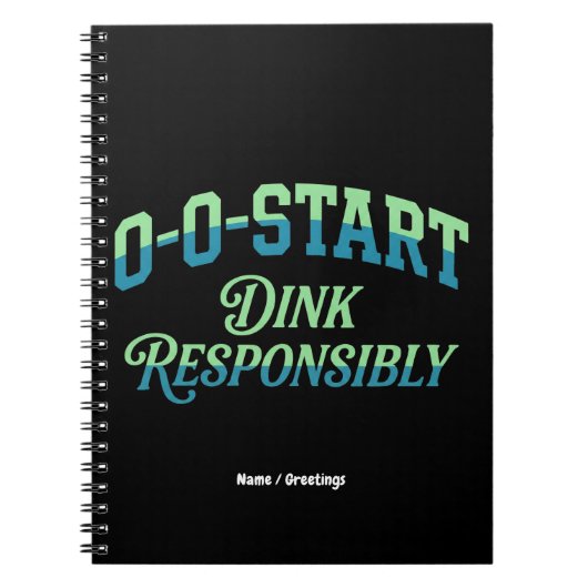 Retro 0-0-Start Court Aesthetic Minimal Pickleball Notizblock (Vorderseite)