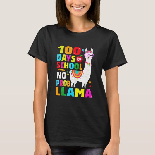 Retro 100 Days Of School Shirt No Probllama Llama (Vorderseite)