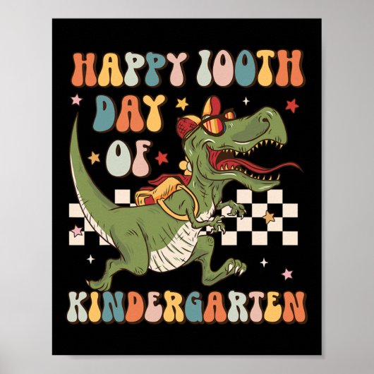 Retro 100. Kindergarten 100 Tage Schule Poster (Vorne)