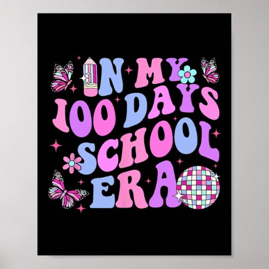 Retro 100. Schullehrer Kind 100 Tage Poster (Vorne)