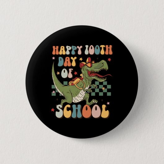Retro 100. Schultag 100 Schultage Niedlich Button (Vorderseite)