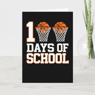 Retro 100 Tage Schule Basketball Sport Spaß Karte
