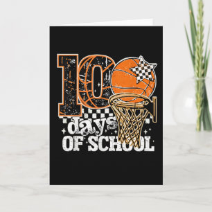 Retro 100 Tage Schule Basketball Sport Spaß Karte