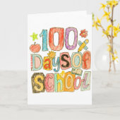 Retro 100 Tage Schule Buntstift Kinder Karte (Gelbe Blume)
