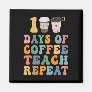 Retro 100 Tage Schule für Teacher Kaffee Lover Magnet