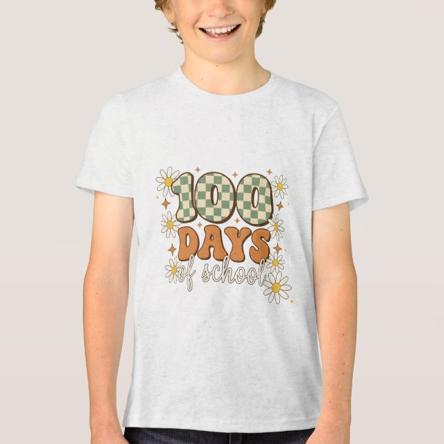 Retro 100 Tage Schule Tri-Blend Shirt (Vorderseite)