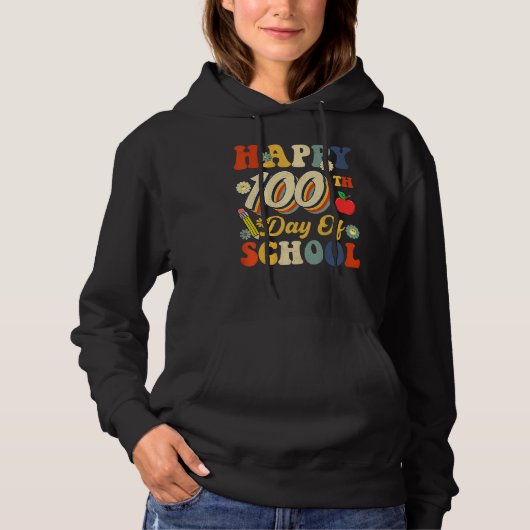 Retro 100th Day of School Teachers Kids Child Happ Hoodie (Vorderseite)