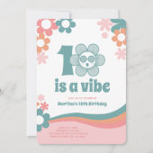 Retro 10. Geburtstagsmädchen-Party Einladung (Vorderseite)