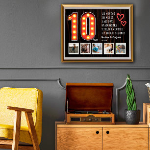 Retro 10. Jubiläums-Herzen Benutzerdefinierte Foto Poster
