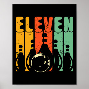Retro 11. Geburtstag Bowling-Design Wird 11 Bowlin Poster