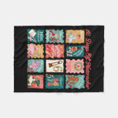 Retro 12 Days Of Nutcracker Ballet Fairy Plum Ging Fleecedecke (Vorderseite (Horizontal))