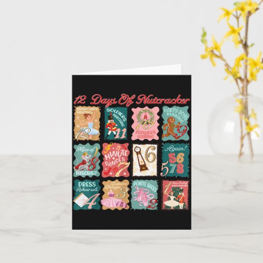 Retro 12 Days Of Nutcracker Ballet Fairy Plum Ging Karte (Gelbe Blume)