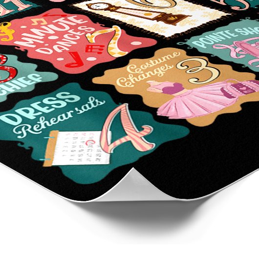 Retro 12 Days Of Nutcracker Ballet Fairy Plum Ging Poster (Ecke)