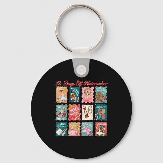 Retro 12 Days Of Nutcracker Ballet Fairy Plum Ging Schlüsselanhänger (Vorderseite)