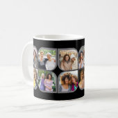 Retro 12 Foto Pinwheel Blume Petal Schwarz Kaffeetasse (Vorderseite Links)