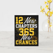Retro 12 Neue Kapitel 365 Neue Chancen Frohes Neue Karte (Gelbe Blume)