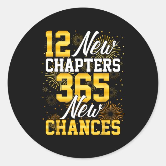 Retro 12 New Chapters 365 New Chances Happy New Ye Runder Aufkleber (Vorderseite)