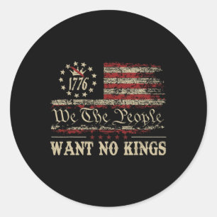 Retro 14. Juni Woll No Kings in America 1776 USA Runder Aufkleber