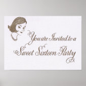 Retro 16 . Geburtstag Invite Poster (Vorne)