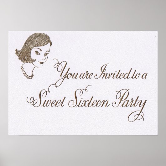 Retro 16 . Geburtstag Invite Poster (Vorne)
